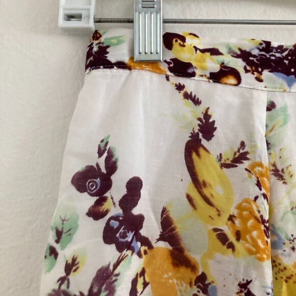 Evangeline Silk Blend Floral Knee Length Skirt White Flowy Fairy Cottagecore 4 - Picture 3 of 9